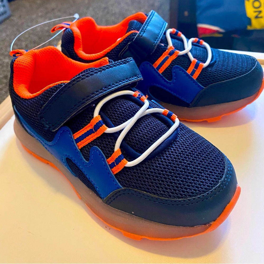 SIMPLE JOYS by Carter’s Kids Light Up Sneakers “Anka” Navy/Orange (Size 11)